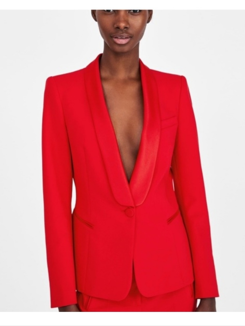 Zara red Tuxedo Blazer Size Xs